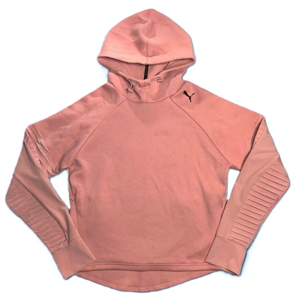 PUMA Women’s Hoodie Size Small Coral Pink Long Sleeve Pullover Keeps You Dry
